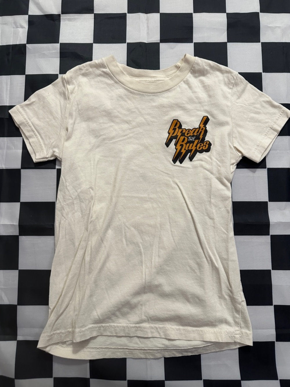 Salty Little Bums Boys Cream Tee with 'Break the Rules' Lightning Logo 7-8